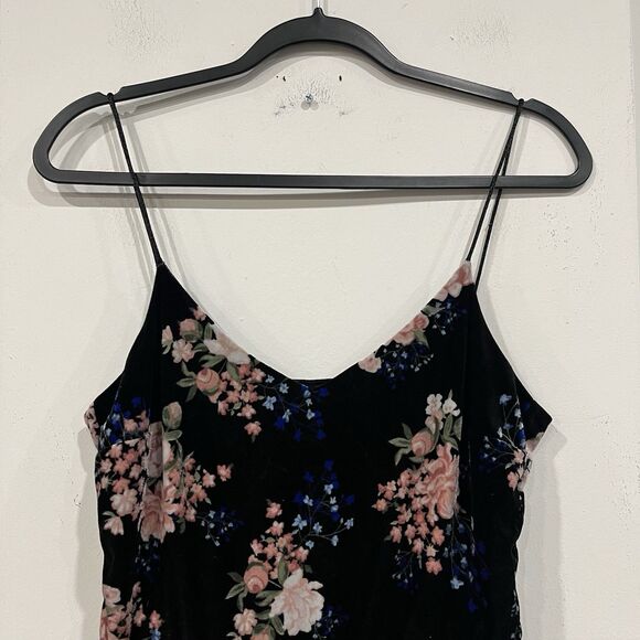 H&M Divided Black Floral Velvet Romper Size 10 Spaghetti Strap - Picture 3 of 9